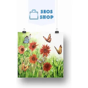 Afbeelding van SEOS Shop ® Diamond Painting Volwassenen - Diamond Painting Kinderen - Diamond Painting Pakket Volledig - Bloemen en Vlinders - 40x40 cm