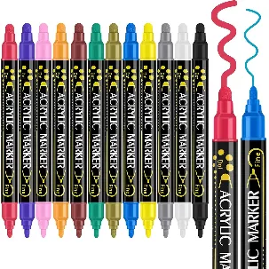 Afbeelding van BOTC Acrylstiften - Dual-Tip markers - 12 kleuren Verfstiften set - Acryl Stiften