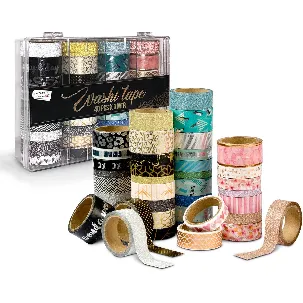 Afbeelding van Craft Sensations Washi Tape 40 rollen van elk 3 meter | Decoratieve masking tape in 40 unieke ontwerpen voor handwerk, journaling, scrapbooking & meer | Plakrollen inclusief handig opbergdoosje