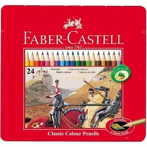 Afbeelding van kleurpotlood Faber-Castell Castle zeskantig metalen etui met 24 stuks