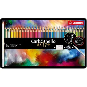 Afbeelding van STABILO CarbOthello - Kalkpastel Kleurpotloden - Metalen Etui - 60 kleuren - Speciale Puntenslijper - Kneedgum - Doezelaar