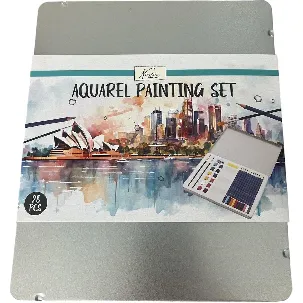 Afbeelding van Nassau Fine Art Aquarelverf Startersset - 28 stuks - Schilderen - Waterverf - Kunstset - Creatief Cadeau - Metalen Opbergblik