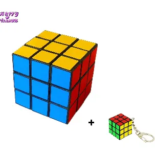 Afbeelding van Happy Trendz® Pakket Kubus - Sleutelhanger 3 cm x 3 cm - 6 cm x 6 cm - Cube Game - Speed Cube - Magic - Breinbreker - educatief