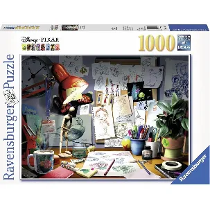 Afbeelding van Ravensburger puzzel Disney Pixar The Artist's Desk - Legpuzzel - 1000 stukjes