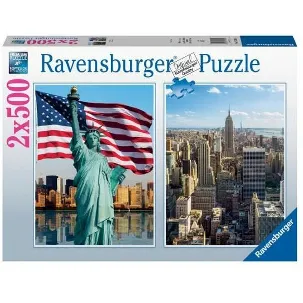 Afbeelding van Puzzel Ravensburger Skyscraper & Liberty 2 x 500 Onderdelen