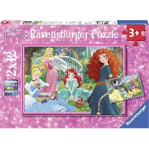 Afbeelding van Ravensburger puzzel In de wereld van de Disney prinsessen - 2x12 stukjes - kinderpuzzel