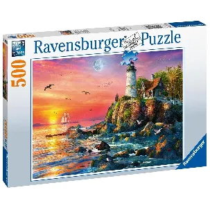 Afbeelding van Ravensburger puzzel Vuurtoren in de avond - Legpuzzel - 500 stukjes