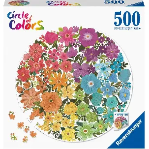 Afbeelding van Ravensburger Round puzzle Circle of colors Flowers - Legpuzzel - 500 stukjes