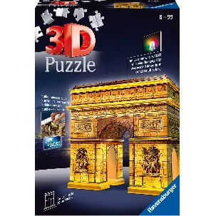 Afbeelding van Ravensburger Arc de Triomphe Night Edition - 3D puzzel gebouw - 216 stukjes