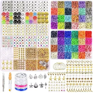 Afbeelding van BOTC knutselen meisjes - armbandjes maken meisjes - Sprankelende Sieraden Maken Pakket - 48 kleuren - 7200-delig - XXL Kralen set - Sieraden maken - Kralenketting - Polymeer Kralen