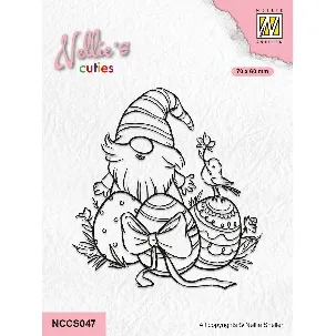 Afbeelding van NCCS047 Nellie Snellen Nellie's Cuties Clearstamp Easter Gnom wilth Little Birdy - stempel dwerg met vogel - Pasen