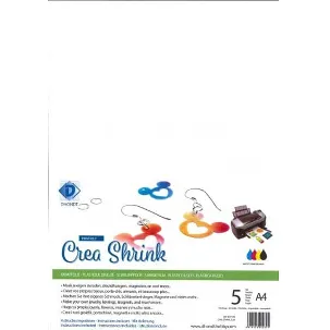 Afbeelding van Crea shrink - krimpfolie - printbaar - krimpie dingkie - (5vellen) maak je eigen sieraden, sleutelhangers, magneten en veel meer..