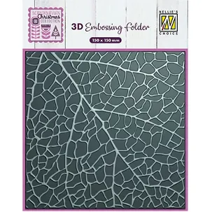 Afbeelding van EF3D099 - Nellie Snellen 3d embossingfolder - scandinavian christmas collection - leaf grain - bladnerf nerf blaadje - embossing folder 15 x 15 cm