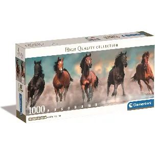 Afbeelding van Clementoni - Puzzel - 1000 Stukjes - Panorama - Compacte doos - Paarden - Puzzel Voor Volwassenen