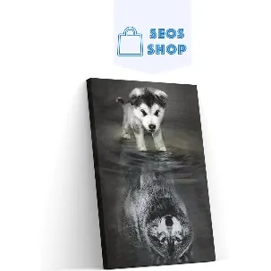 Afbeelding van SEOS Shop ® Diamond Painting Volwassenen - Diamond Painting Kinderen - Diamond Painting Pakket Volledig - Wolven Welpje naar Volwassen Wolf - 25x30 cm