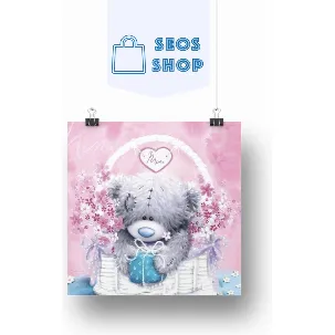 Afbeelding van SEOS Shop ® Diamond Painting Volwassenen - Diamond Painting Kinderen - Diamond Painting Pakket Volledig - Beertje in een Rieten Mand - 30x30 cm