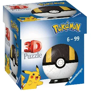 Afbeelding van Ravensburger 3D Puzzel Pokémon Pokéball Zwart/Wit - 54 stukjes