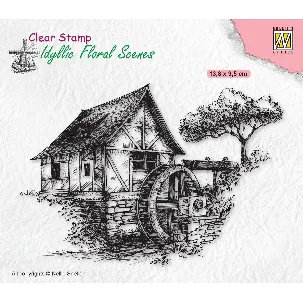 Afbeelding van IFS028 Nellie Snellen Clear stamp - Idyllic Floral Scenes Water-mill - stempel watermolen - landschap