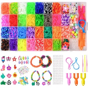 Afbeelding van BOTC Loombandjes Starterspakket - 1800-Delig - 30 Kleuren - Loomelastiekjes - Loomen - Loom Pakket