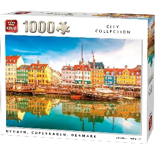 Afbeelding van King Puzzel 1000 Stukjes (68 x 49 cm) - Nyhavn Kopenghagen Denemarken - Legpuzzel Steden - Volwassenen