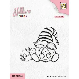 Afbeelding van NCCS044 Nellie Snellen Nellie's Cuties Clearstamp Easter Gnom - stempel dwerg met paaseieren - Pasen