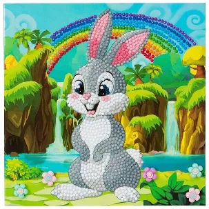 Afbeelding van Diamond Painting Crystal Card Kit ® Rabbit Wonderland 18x18 cm, Partial Painting