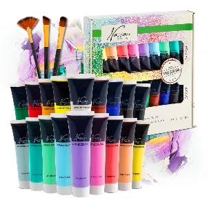 Afbeelding van Nassau Fine Art Hobbyverf Acrylverf Set 18x36ml - Verf Kinderen en Volwassenen - 9 Pastel & 9 Basis Kleuren - Schilder Verf Tubes - Verf Kinderen Knutselen - Kinder Verf Set