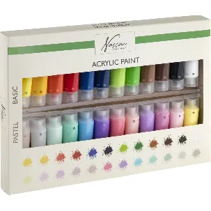 Afbeelding van Nassau Fine Art - Acrylverf set - 24 x 22ML | 12 pastel kleuren + 12 basis kleuren | hobbyverf