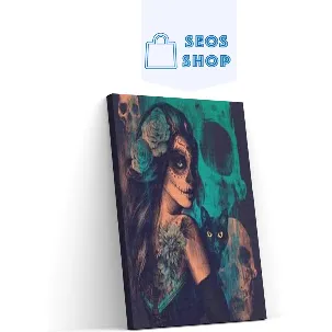 Afbeelding van SEOS Shop ® Diamond Painting Volwassenen - Diamond Painting Kinderen - Diamond Painting Pakket Volledig - Duistere Dame - 30x40 cm