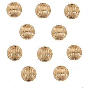 Afbeelding van 14krt. Goldfilled kralen, rond geribbeld (corrugated), 3mm, rijggat 1mm. Per 10 stuks