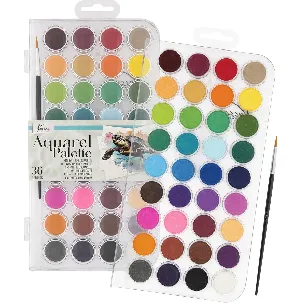 Afbeelding van Nassau Fine Art Aquarelverf Set 36 Kleuren + 1 Penseel - Aquarelverf voor Volwassenen en Beginners - Aquarelverf Napjes - Creatief en Hobbyverf