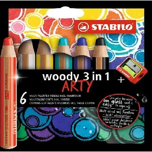 Afbeelding van Stabilo Woody 3-in-1 Arty set 6 potloden + slijper