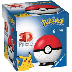 Afbeelding van Ravensburger 3D Puzzel Pokémon Pokéball Rood/Wit - 54 stukjes