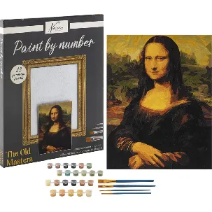 Afbeelding van Nassau Fine Art schilderen op nummer volwassenen | The Old Masters | Mona Lisa | Inclusief gespannen canvas 40 x 50 CM - 4 filament penselen - 23 kleuren acrylverf