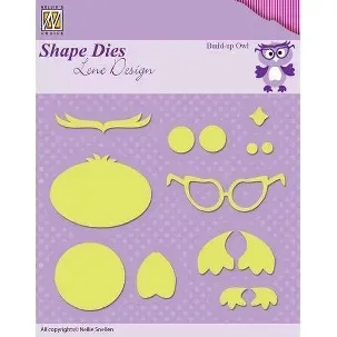 Afbeelding van SDL024 Snijmal Nellie Snellen - Shape dies Build-up Owl - uil