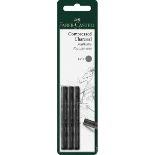 Afbeelding van Faber-Castell houtskool - Pitt Monochrome - geperst - soft - 3 stuks op blister - FC-129997