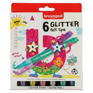 Afbeelding van Bruynzeel Kids Glitter viltstiften set 6