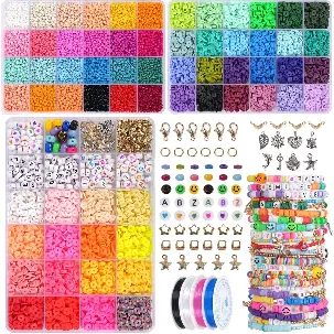 Afbeelding van BOTC knutselen meisjes - armbandjes maken meisjes - Sprankelende Sieraden Maken Pakket - Kralen Set - 13400-Delig - 72 kleuren - XXL - Kralen Set