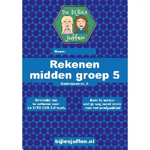 Afbeelding van Oefenboek - CITO - rekenen - midden groep 5 - deel 3 - basisonderwijs - de bijlesjuffen - oefenen - citotoets - LVS - kinderen - boeken - leren - school - werkboek