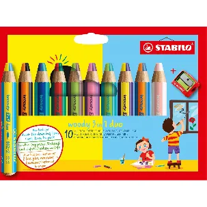 Afbeelding van STABILO Woody 3 in 1 Duo - Multi Talent Kleurpotlood - Etui Met 10 Kleuren + Puntenslijper