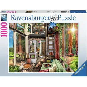 Afbeelding van Ravensburger puzzel Tiny House in Redwood Forest - Legpuzzel - 1000 stukjes